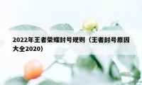 2022年王者荣耀封号规则（王者封号原因大全2020）