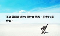 王者荣耀青铜lv6是什么意思（王者V8是什么）