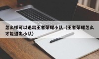 怎么样可以退出王者荣耀小队（王者荣耀怎么才能退出小队）