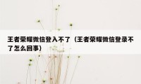 王者荣耀微信登入不了（王者荣耀微信登录不了怎么回事）