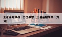 王者荣耀峡谷一刀流教学（王者荣耀李白一刀流）