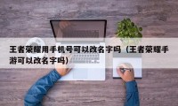 王者荣耀用手机号可以改名字吗（王者荣耀手游可以改名字吗）