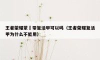 王者荣耀蒙犽带复活甲可以吗（王者荣耀复活甲为什么不能用）