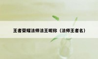 王者荣耀法师法王昵称（法师王者名）