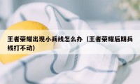 王者荣耀出现小兵线怎么办（王者荣耀后期兵线打不动）