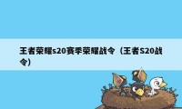 王者荣耀s20赛季荣耀战令（王者S20战令）