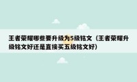 王者荣耀哪些要升级为5级铭文（王者荣耀升级铭文好还是直接买五级铭文好）