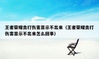 王者荣耀击打伤害显示不出来（王者荣耀击打伤害显示不出来怎么回事）