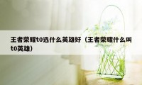 王者荣耀t0选什么英雄好（王者荣耀什么叫t0英雄）