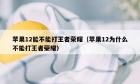 苹果12能不能打王者荣耀（苹果12为什么不能打王者荣耀）