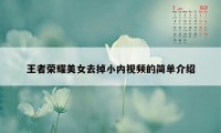 王者荣耀美女去掉小内视频的简单介绍