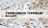 王者荣耀kpl教练分配（王者荣耀kpl教练什么水平）