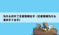 为什么改不了王者荣耀名字（王者荣耀为什么更改不了名字）