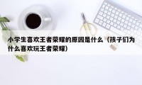 小学生喜欢王者荣耀的原因是什么（孩子们为什么喜欢玩王者荣耀）