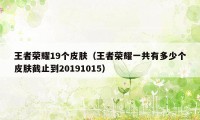 王者荣耀19个皮肤（王者荣耀一共有多少个皮肤截止到20191015）