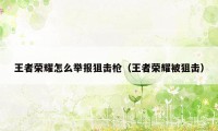 王者荣耀怎么举报狙击枪（王者荣耀被狙击）