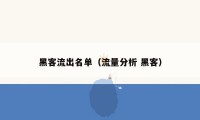 黑客流出名单（流量分析 黑客）