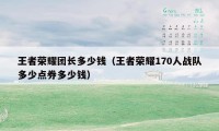 王者荣耀团长多少钱（王者荣耀170人战队多少点券多少钱）