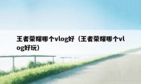 王者荣耀哪个vlog好（王者荣耀哪个vlog好玩）