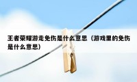 王者荣耀游走免伤是什么意思（游戏里的免伤是什么意思）