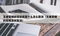 王者荣耀前摇后摇是什么怎么取消（王者荣耀的后摇怎样取消）