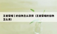 王者荣耀暃的信物怎么获得（王者荣耀的信物怎么用）