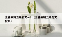 王者荣耀五级符文adc（王者荣耀五级符文权限）