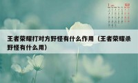 王者荣耀打对方野怪有什么作用（王者荣耀杀野怪有什么用）