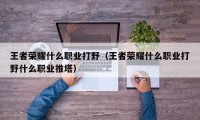 王者荣耀什么职业打野（王者荣耀什么职业打野什么职业推塔）