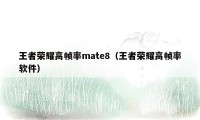 王者荣耀高帧率mate8（王者荣耀高帧率软件）