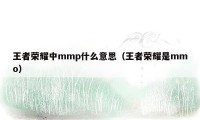 王者荣耀中mmp什么意思（王者荣耀是mmo）