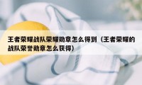 王者荣耀战队荣耀勋章怎么得到（王者荣耀的战队荣誉勋章怎么获得）