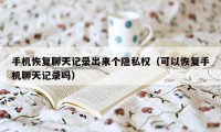 手机恢复聊天记录出来个隐私权（可以恢复手机聊天记录吗）