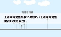 王者荣耀觉悟挑战15关技巧（王者荣耀觉悟挑战15关怎么过）