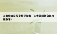 王者荣耀白敬亭教学视频（王者荣耀新白起视频教学）