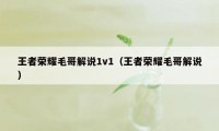 王者荣耀毛哥解说1v1（王者荣耀毛哥解说）