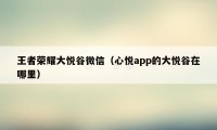 王者荣耀大悦谷微信（心悦app的大悦谷在哪里）