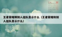 王者荣耀跟别人组队显示什么（王者荣耀和别人组队显示什么）