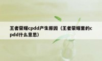 王者荣耀cpdd产生原因（王者荣耀里的cpdd什么意思）