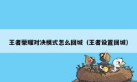 王者荣耀对决模式怎么回城（王者设置回城）