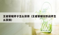 王者荣耀斧子怎么获得（王者荣耀狂野战斧怎么获得）