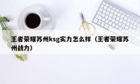 王者荣耀苏州ksg实力怎么样（王者荣耀苏州战力）