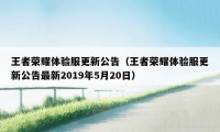 王者荣耀体验服更新公告（王者荣耀体验服更新公告最新2019年5月20日）