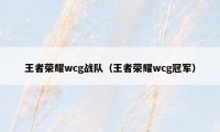 王者荣耀wcg战队（王者荣耀wcg冠军）