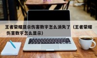 王者荣耀显示伤害数字怎么消失了（王者荣耀 伤害数字怎么显示）