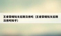 王者荣耀铭文后期没用吗（王者荣耀铭文后期没用吗知乎）