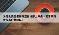 为什么我王者荣耀连省标都上不去（王者荣耀省标不打会掉吗）