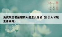 免费玩王者荣耀的人是怎么样的（什么人才玩王者荣耀）