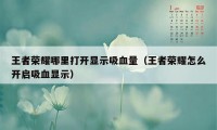 王者荣耀哪里打开显示吸血量（王者荣耀怎么开启吸血显示）