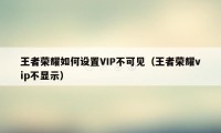 王者荣耀如何设置VIP不可见（王者荣耀vip不显示）